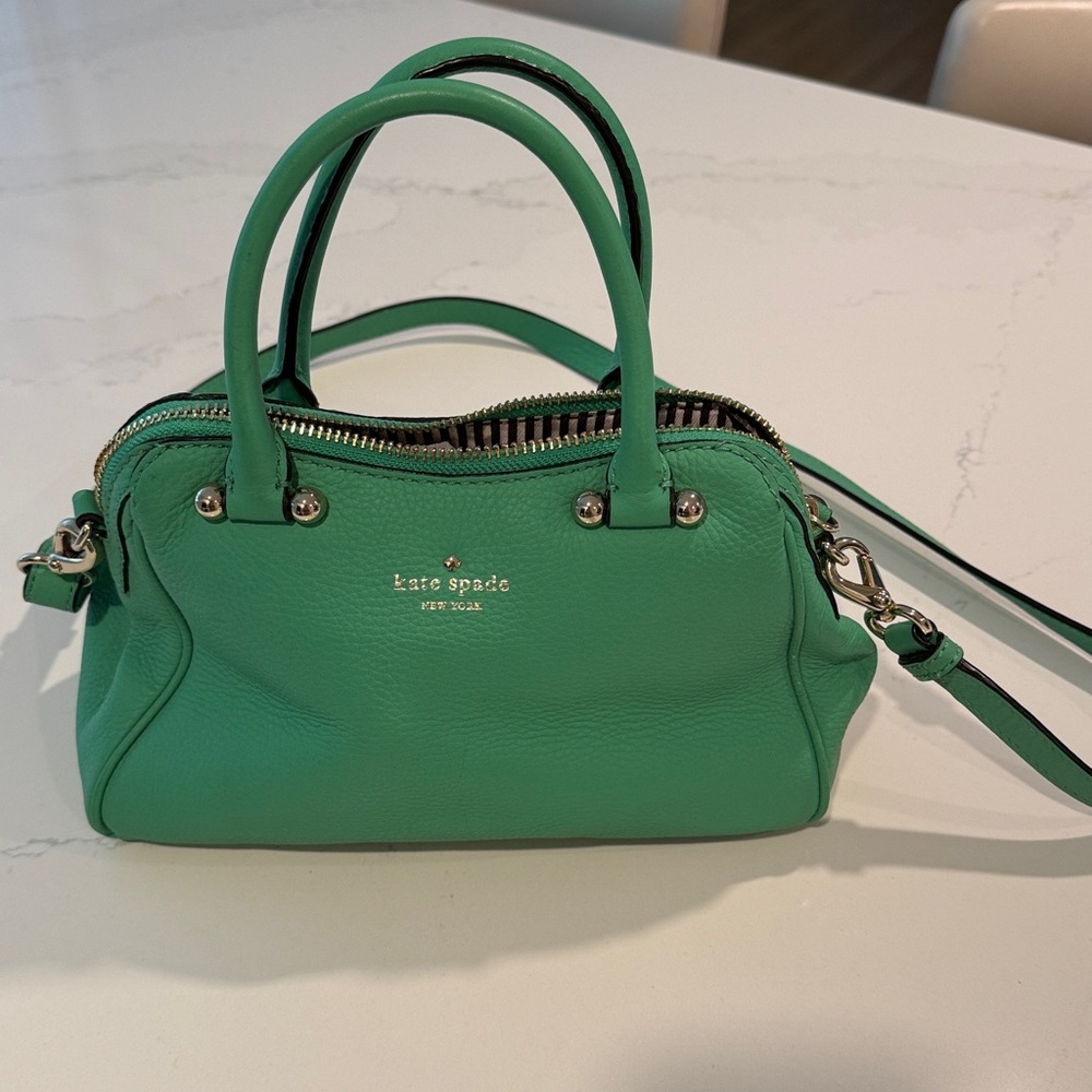KATE SPADE Green Handbag with Silvery gold Accents